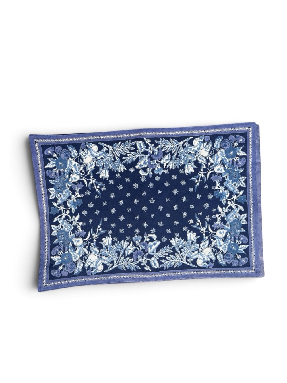 Williams Sonoma Placemats Set 4 Blue Hand Screened NEW